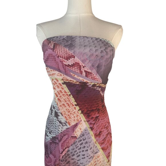 Etiquette Small Silk Print Strapless Dress Open Back - Picture 4 of 16